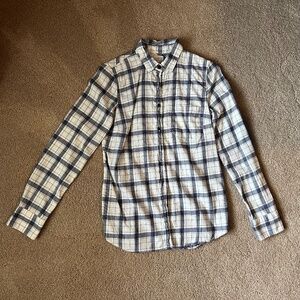 J Crew Button Up Blue White Plaid Shirt Size XS
